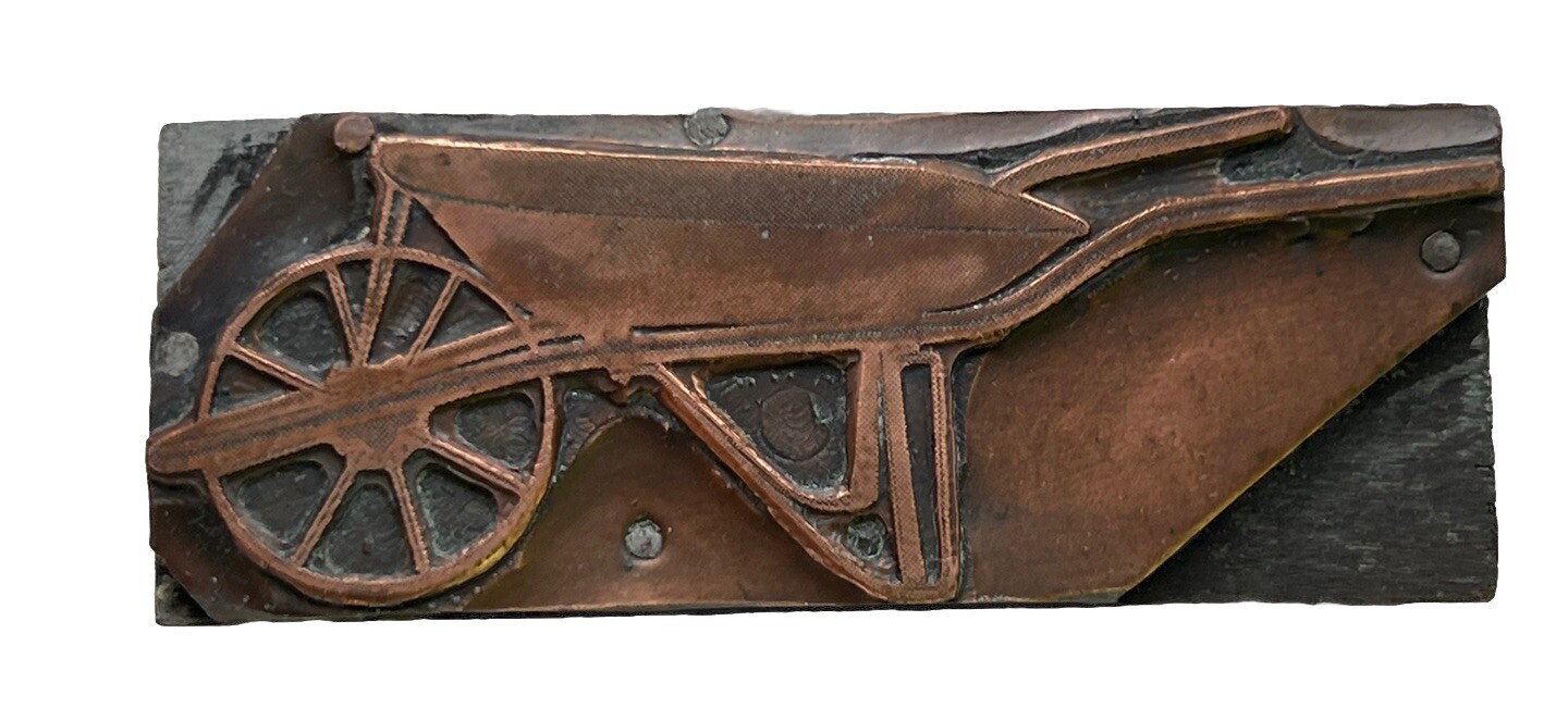 Antique Wilkinson Plough Plow Iron Age Print Block Wheel Barrow