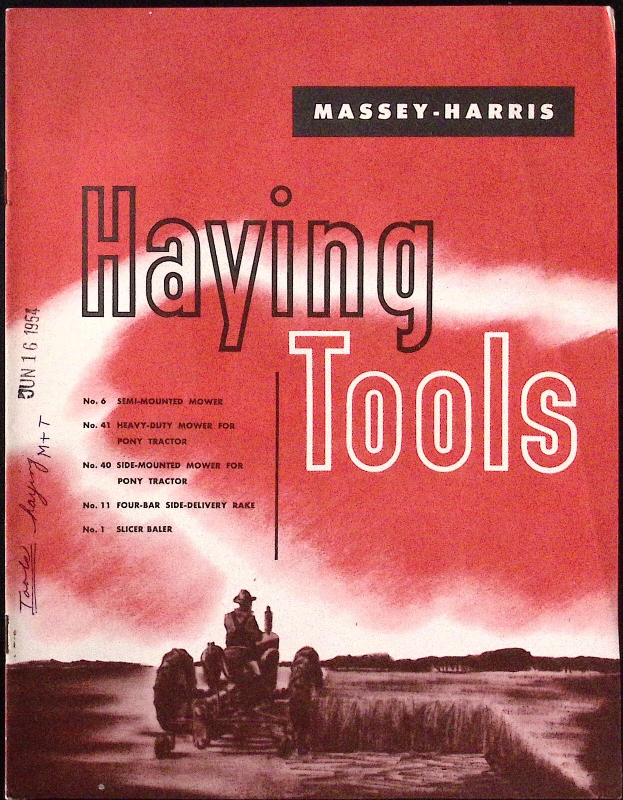 1954 Massey Harris Haying Tools No.41 Side Mower No.6 Mower Dealer Brochure