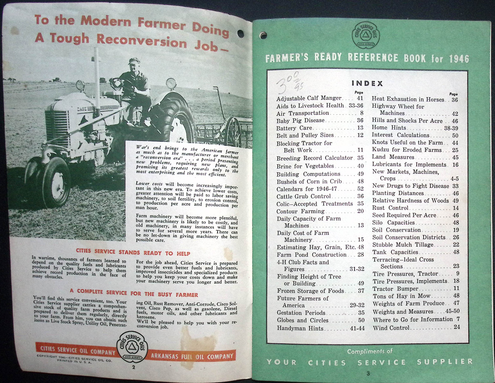 Vintage 1946-47 The Farm Book Cities Services Oils Booklet