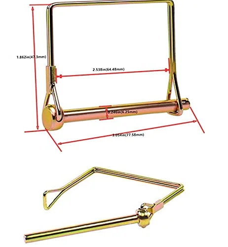 Wire Lock Pin, Trailer Coupler Pin,Hitch pin,1/4 Inch, 10 Pieces, Square, Gold