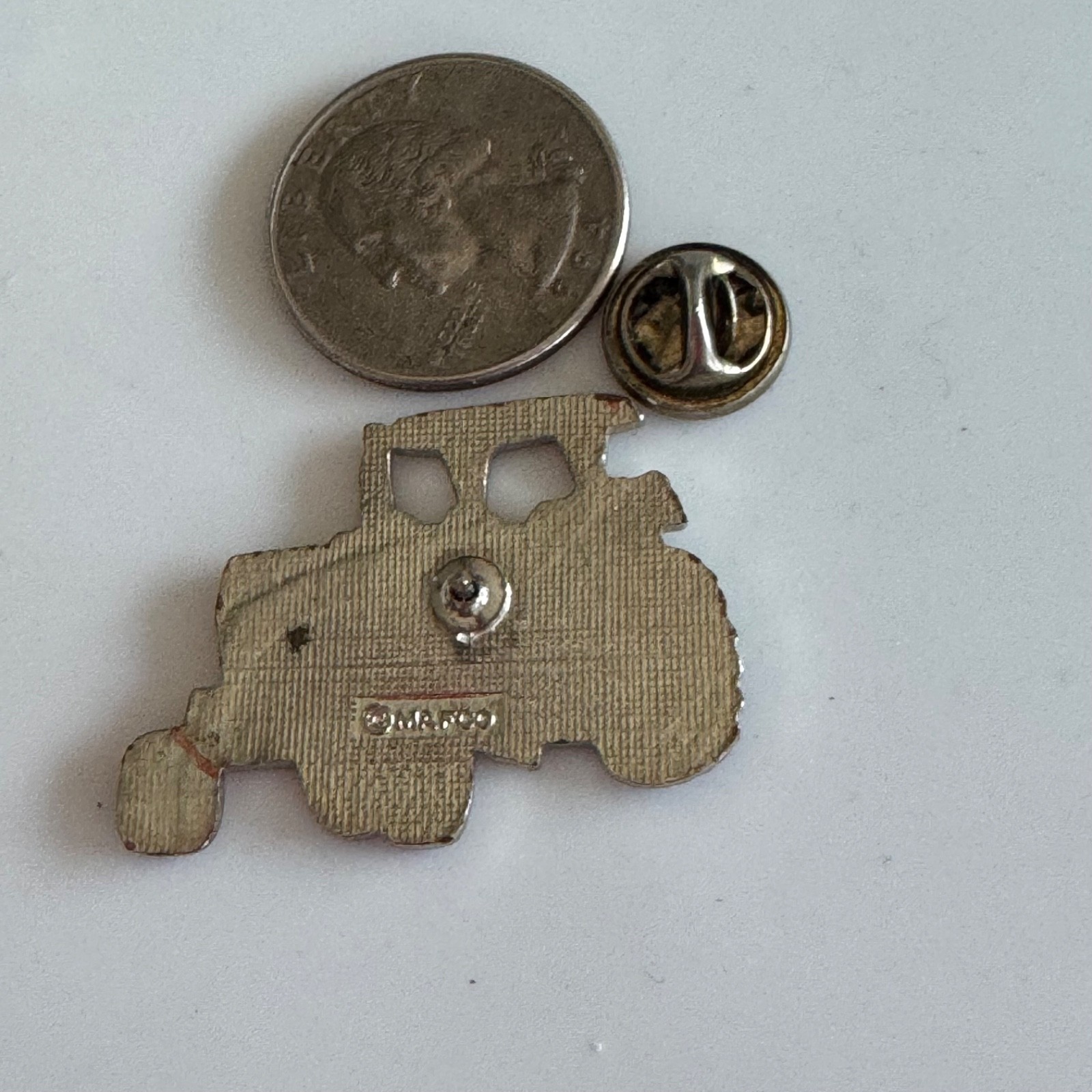 Vintage White Farm Equipment Tractor Enamel Lapel Pin Black White Red 2-60 ?