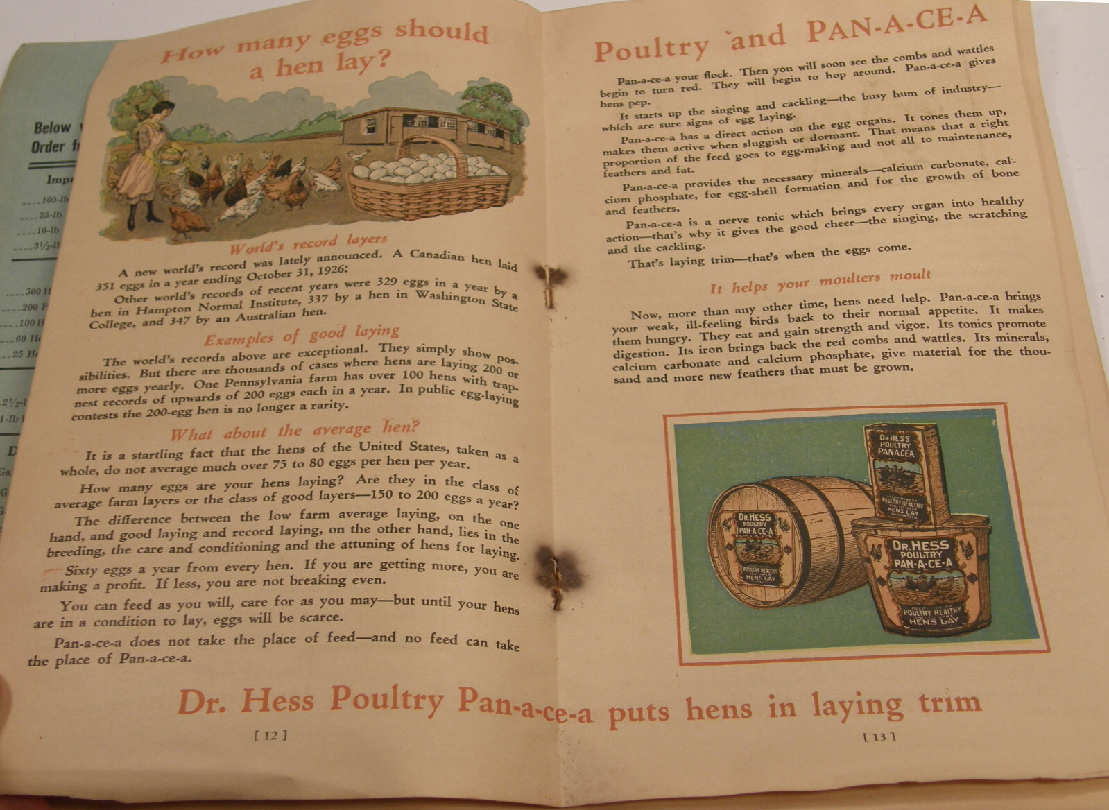 VINTAGE 1927 DR HESS CATALOG ASHLAND OHIO LIVESTOCK POULTRY PIGS COWS REMEDIES