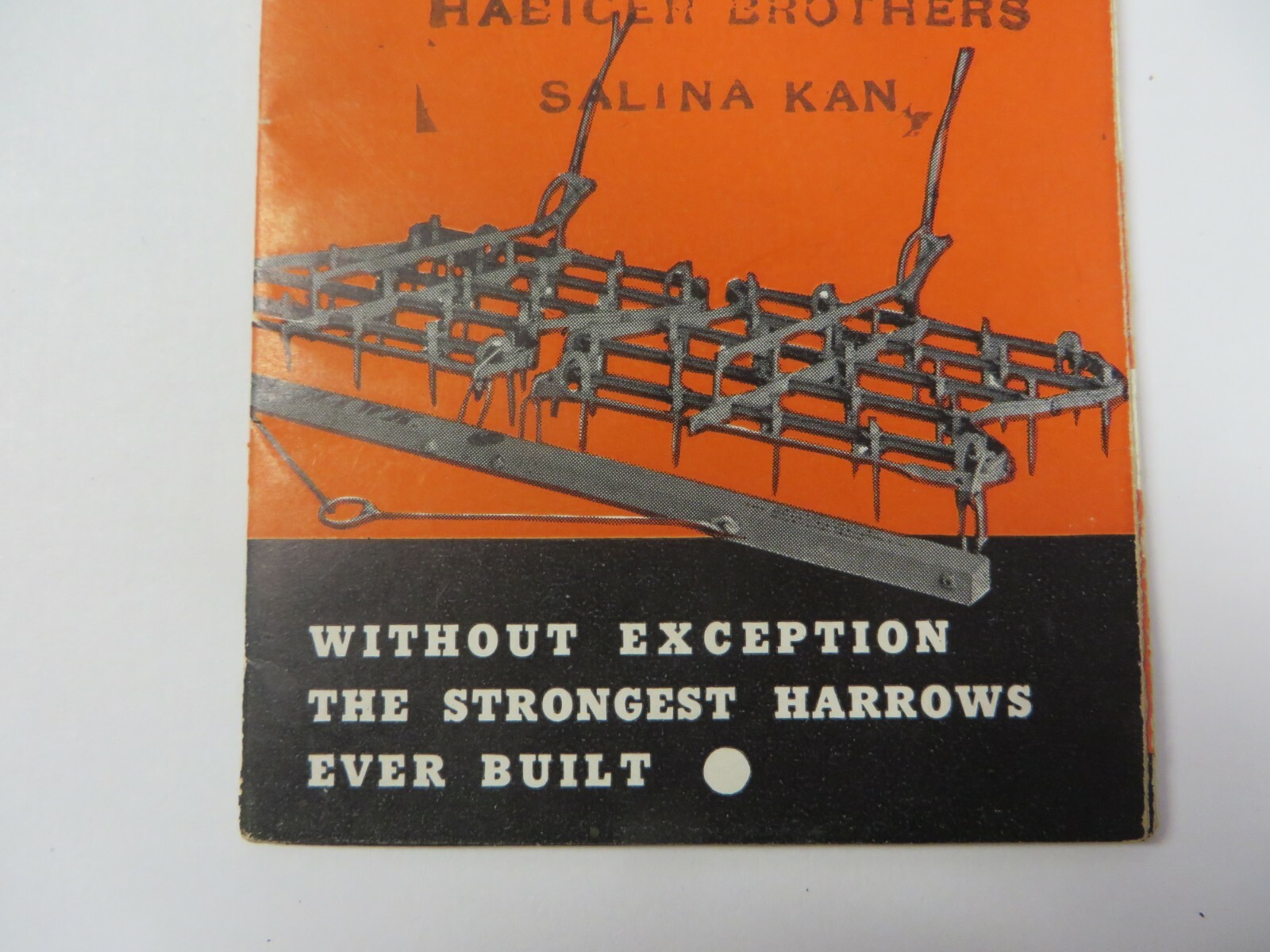 Vtg FAMOUS OHIO HARROWS Advertising Ohio Cultivator Salina, KS Habiger Brothers