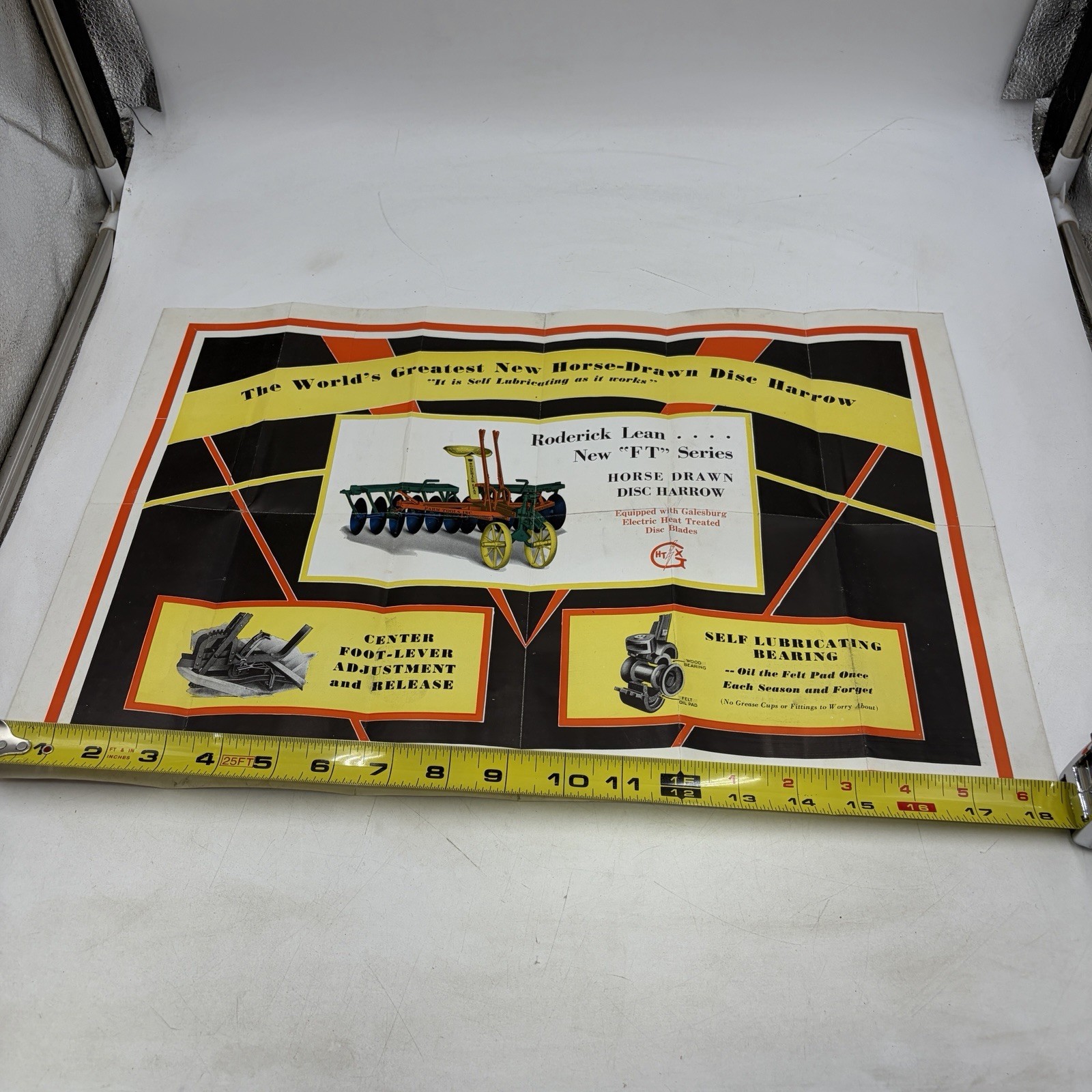 VTG 1938 RODERICK LEAN DISC HARROW ADVERTISING POSTER/BROCHURE! MANSFIELD, OH!