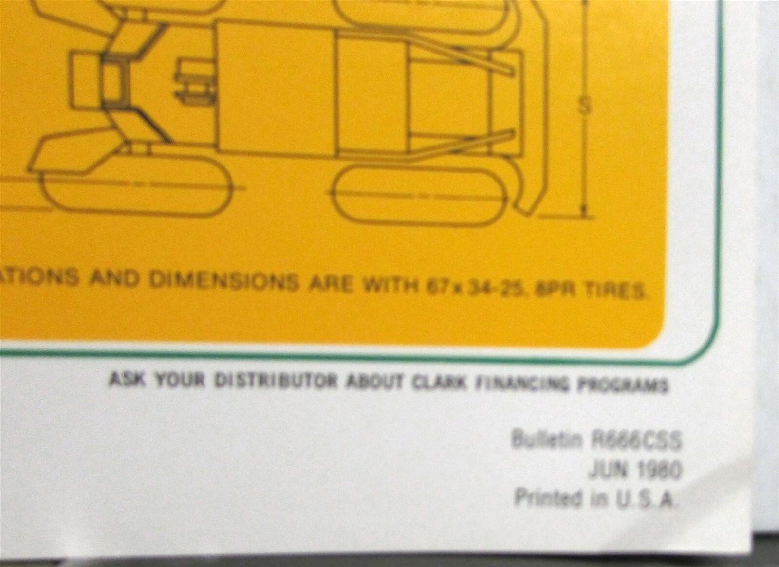 1980 Clark 666C Cable Swamp Skidder Diagrams Specs Construction Sales Sheet