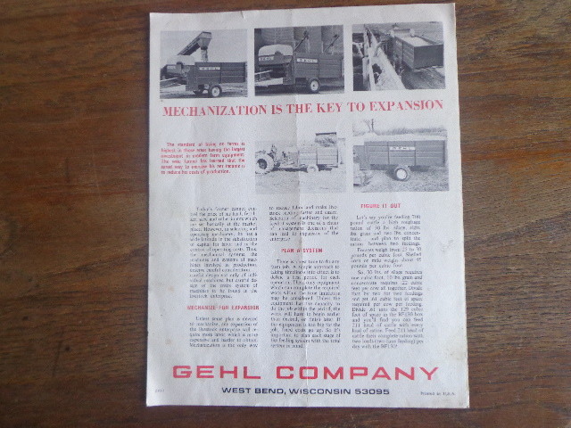Gehl Blender Feed Box BF130 BF190 West Bend Sale Brochure Advertisement