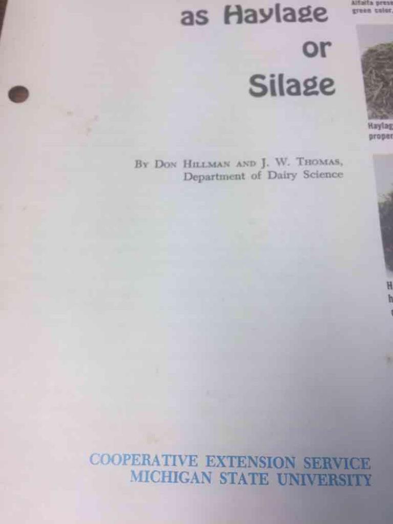 Vintage 4 pg Leaflet Preserving Forages as Haylage or Silage 1973 MSU Extension