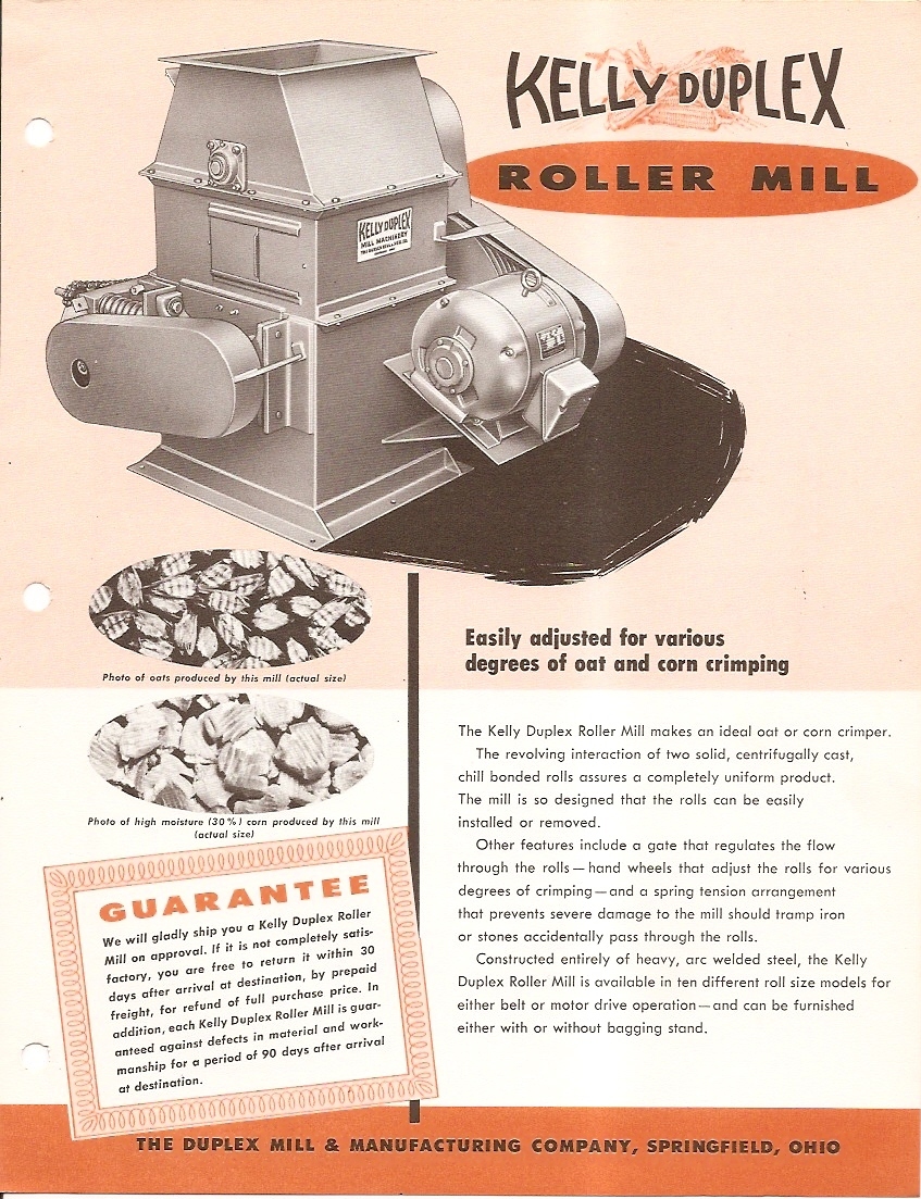 Farm Equipment Brochure – Kelly Duplex – Roller Mill Oat Corn Crimping (F3389)