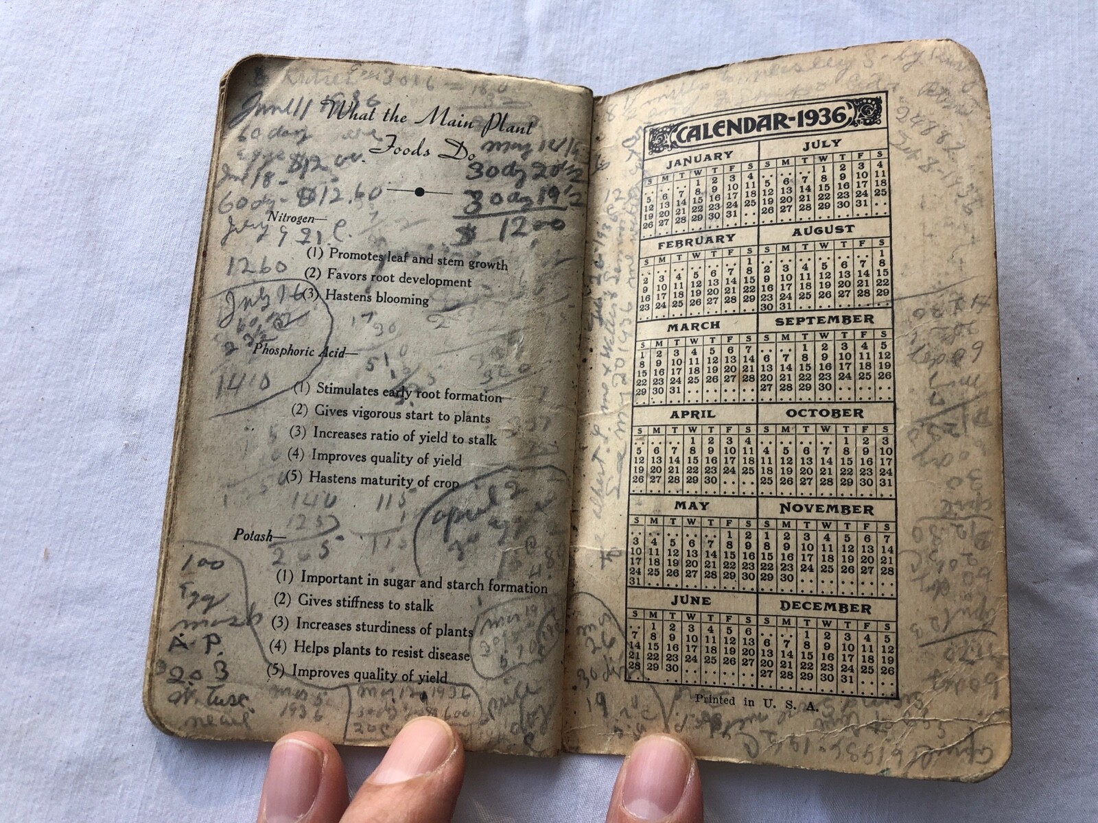 Vintage 1935 FS ROYSTER GUANO FERTILIZERS Notebook Canton Oh Handwritten Toledo