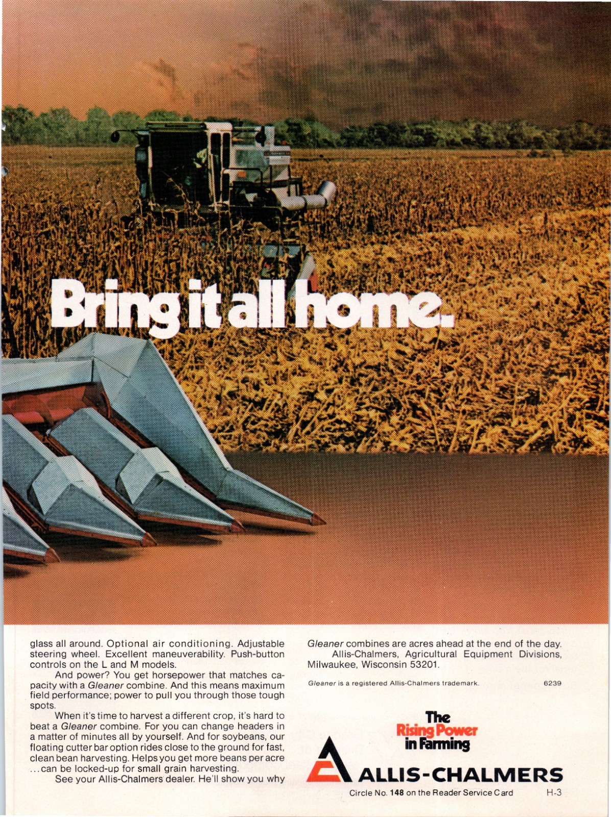 1976 Allis-Chalmers Gleaner Combine Model F K L M Vintage 70&rsquo;s 2-Page Print Ad