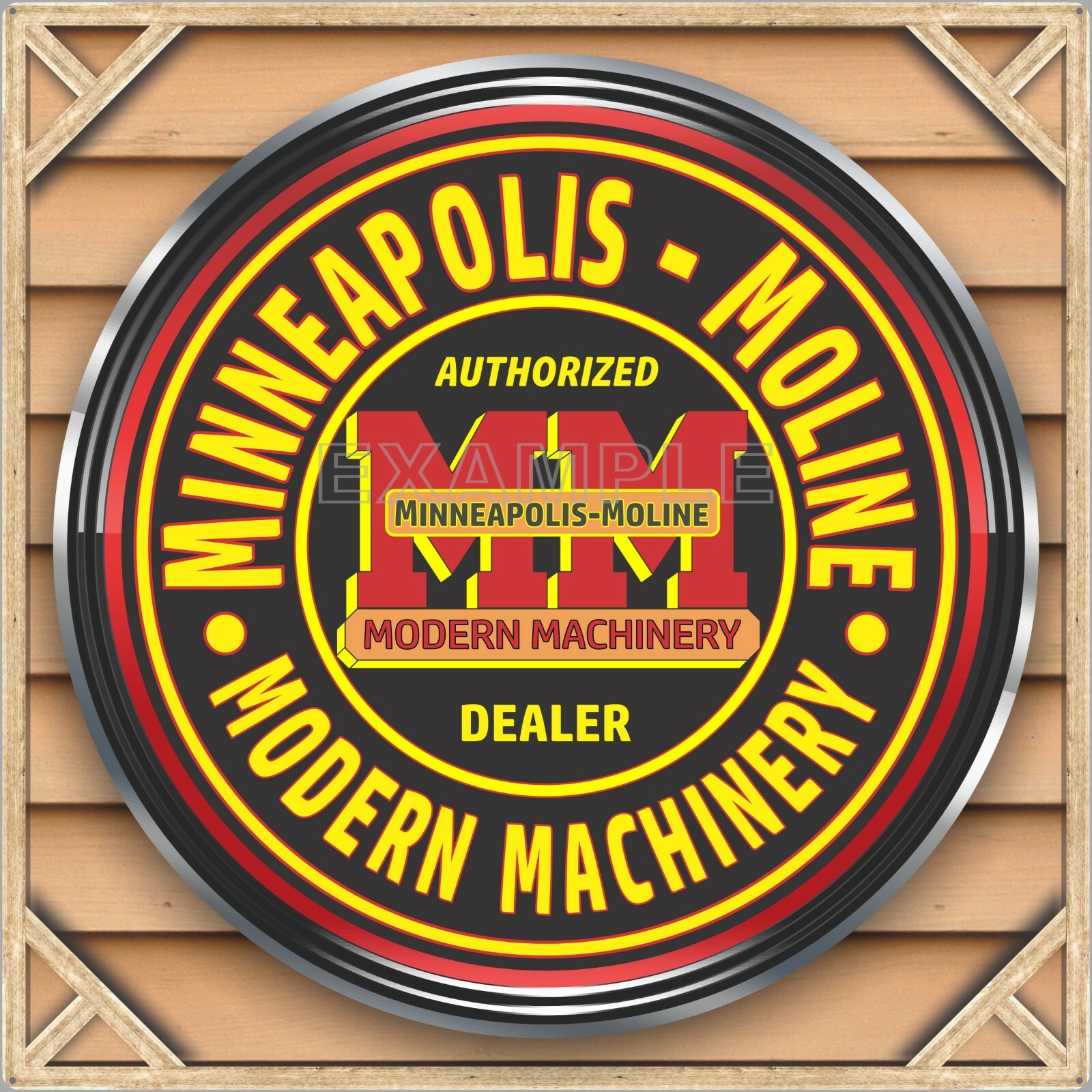 MINNEAPOLIS MOLINE TRACTORS SIGN REMAKE SQUARE ALUMINUM SIZES UP TO 3&prime; X 3&prime;