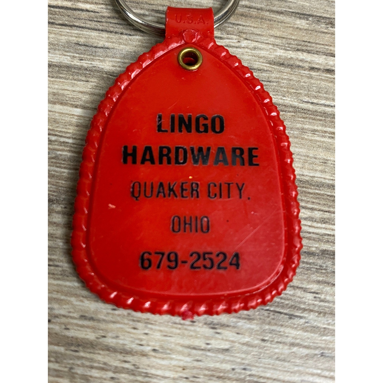 Vintage Snapper Power Equipment Keychain Lingo Hardware Quaker City Ohio Red Fob