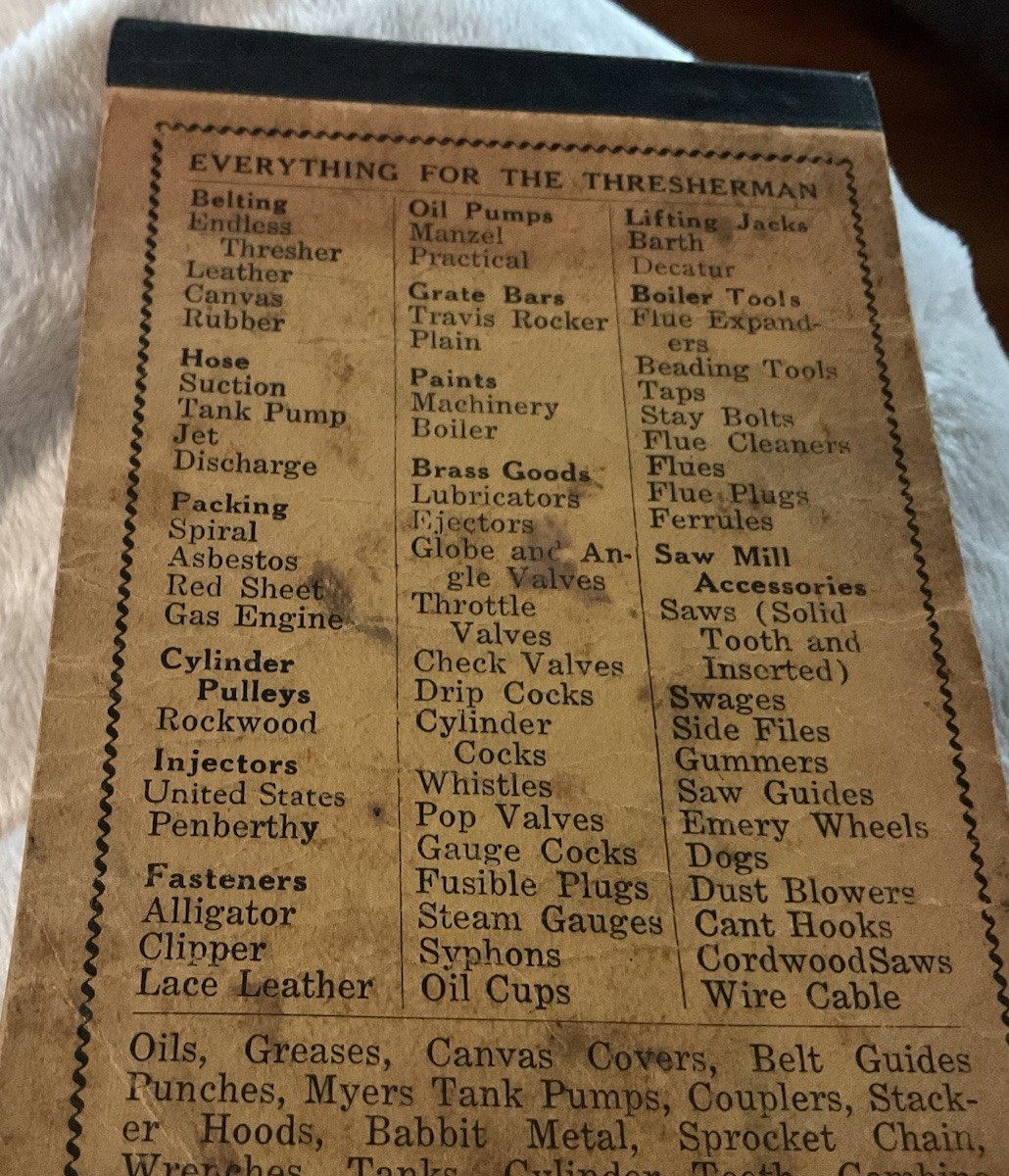 Vintage Hudson Mchy & Supply Thresherman’s Account Book 1930’s