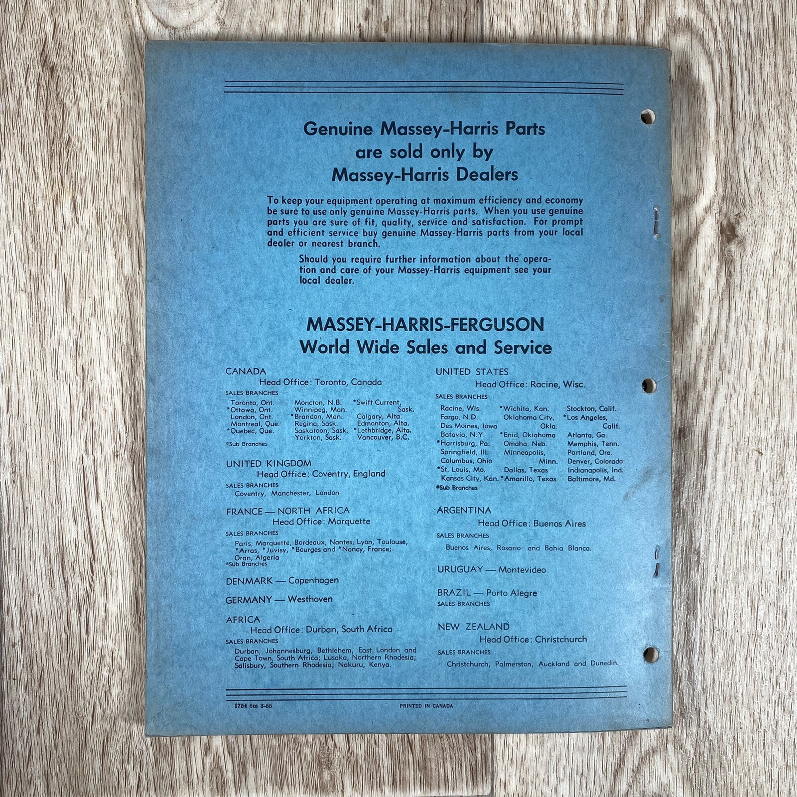Massey-Harris No 60 SP Combine Illustrated Repair Parts List Self Propelled