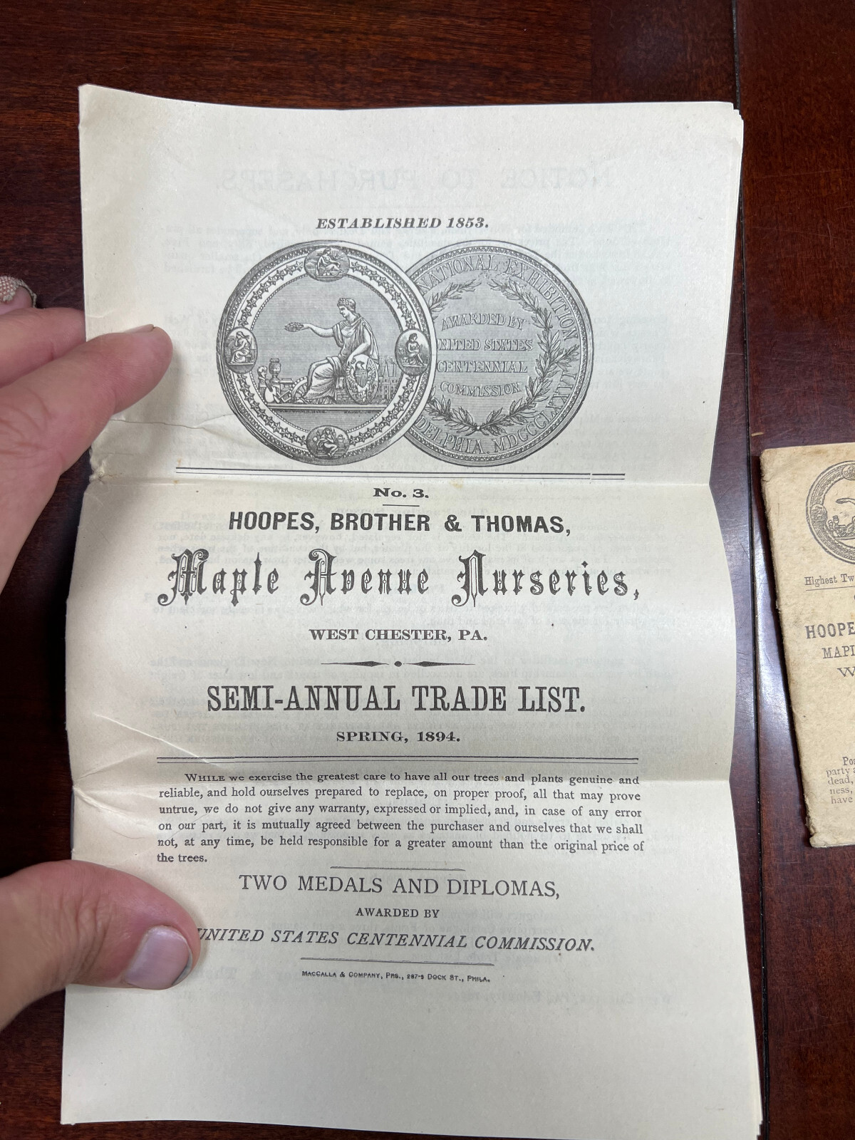 Hoopes Bro & Thomas Maple Ave Nurseries West Chester, Pa Catalogue & Envelope