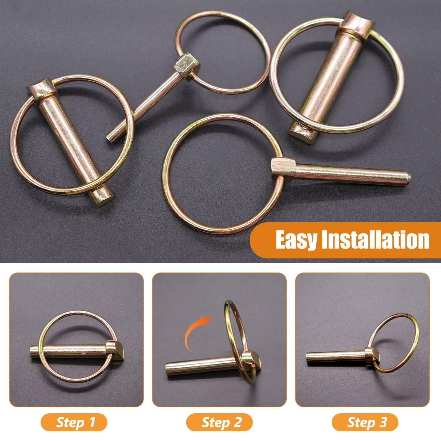 12Pcs 4 Sizes Lynch Pin Assortment Kit Tractor Pins Linch Pins 3 Point Hitch Pin