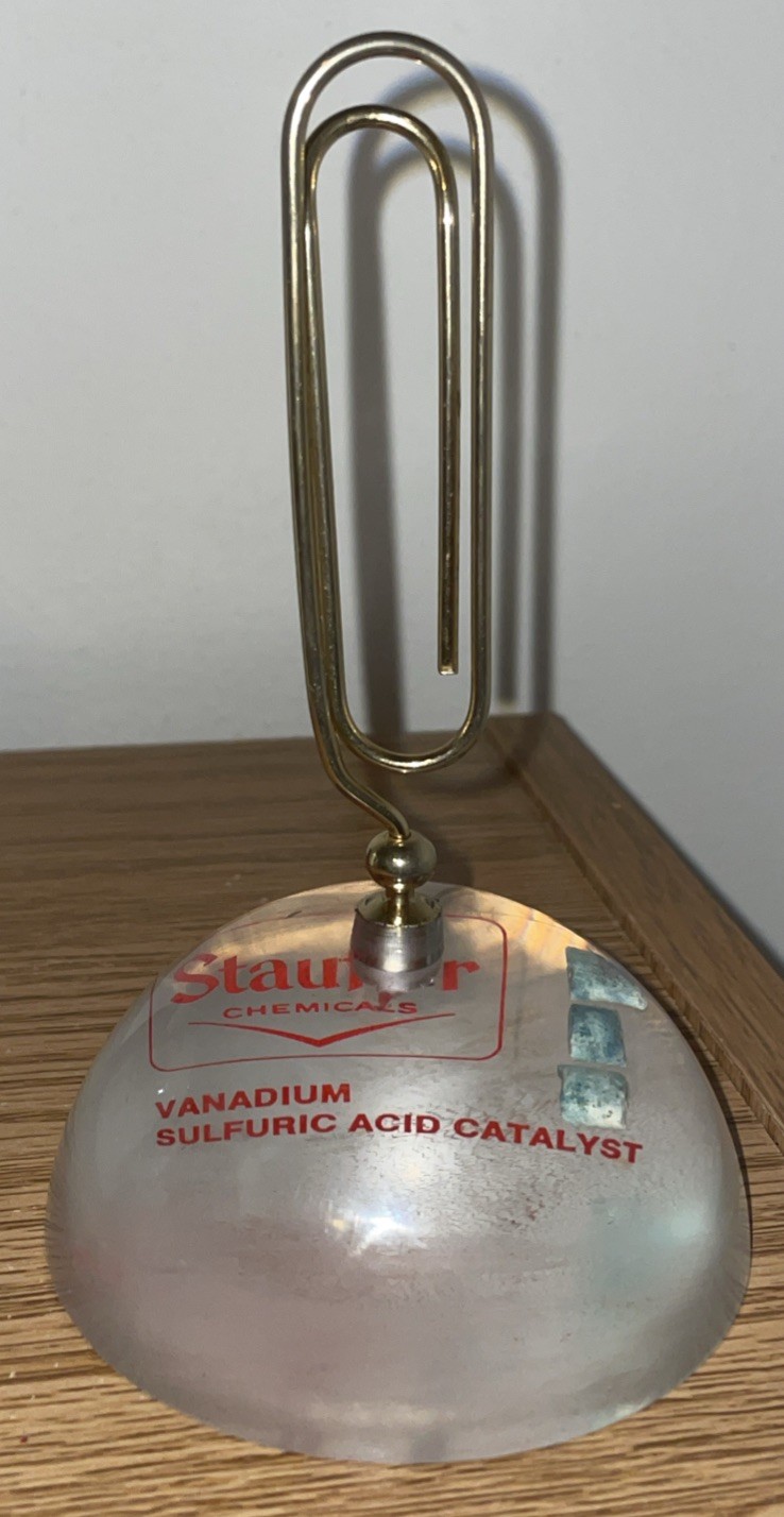 Vintage Stauffer Chemicals Desk Letter Holder/Paper Weight