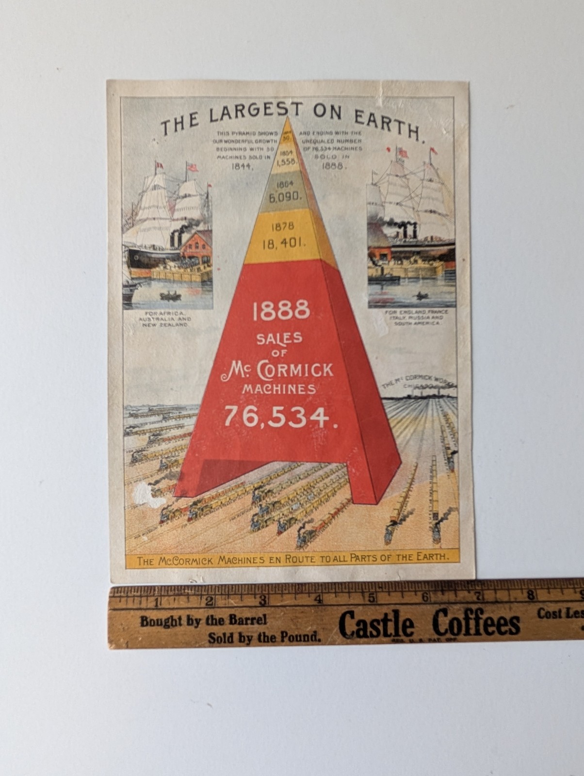 McCormick Machines 1888 Sales Poster Trade Card Farm Equipment Advertising