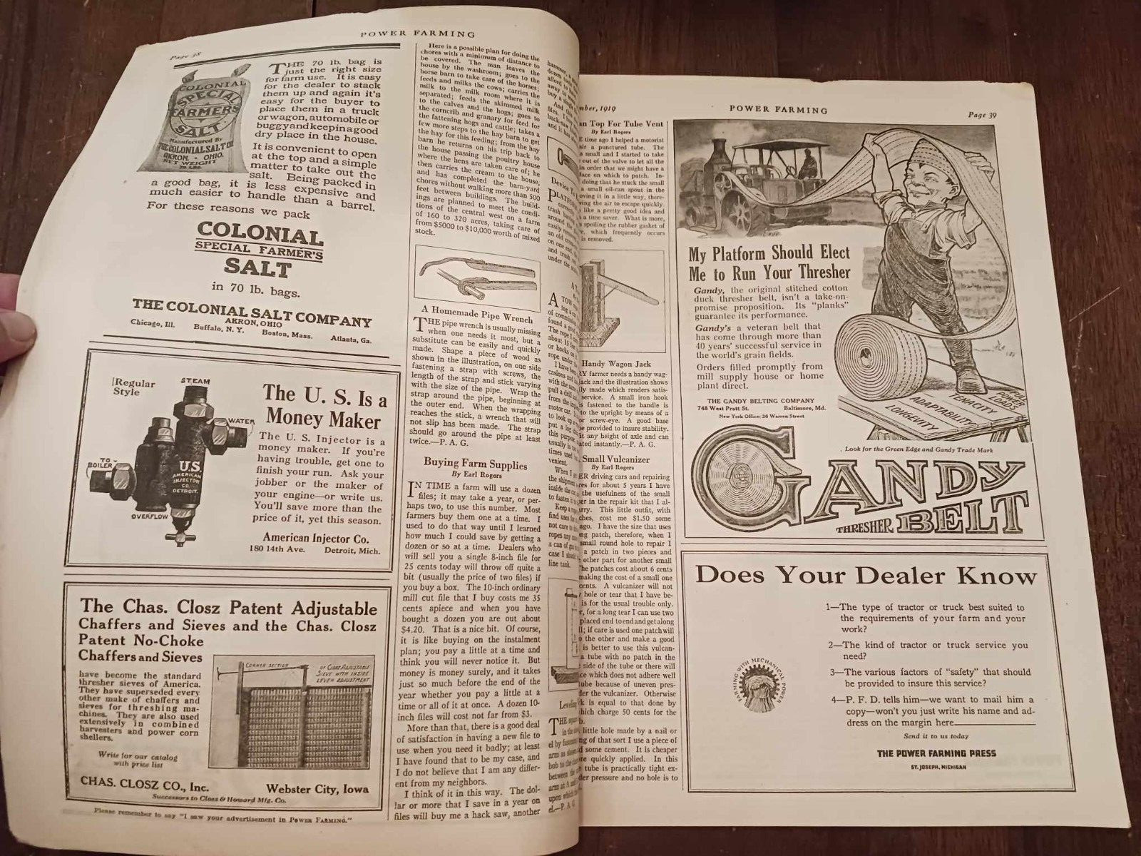 Vintage Magazine Power Farming September 1919 Holt Caterpillar Ads Photos