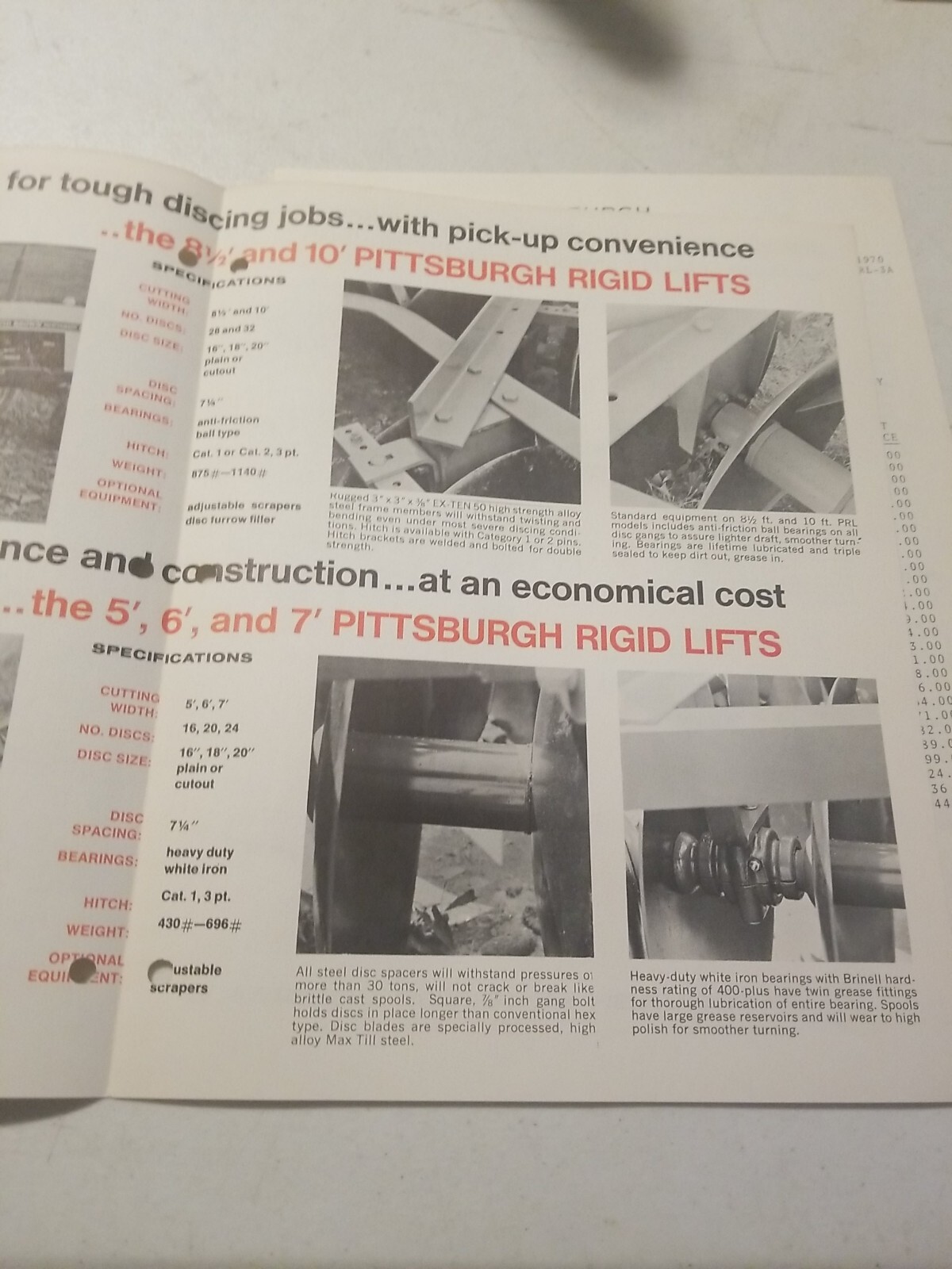 1970 PITTSBURGH FORGINGS CO. RIGID MOUNTED DISC HARROWS BROCHURE &PRICE LIST