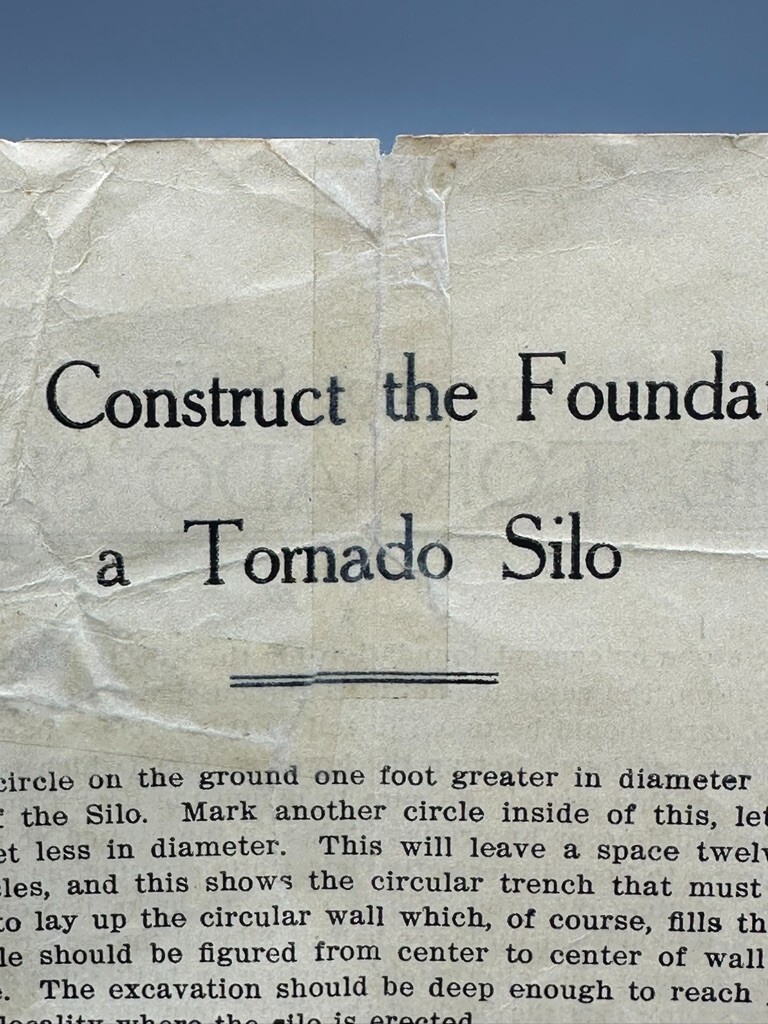 1890s TORNADO SILO Instructions WR HARRISON Farm Advertising MASSILLON Ohio