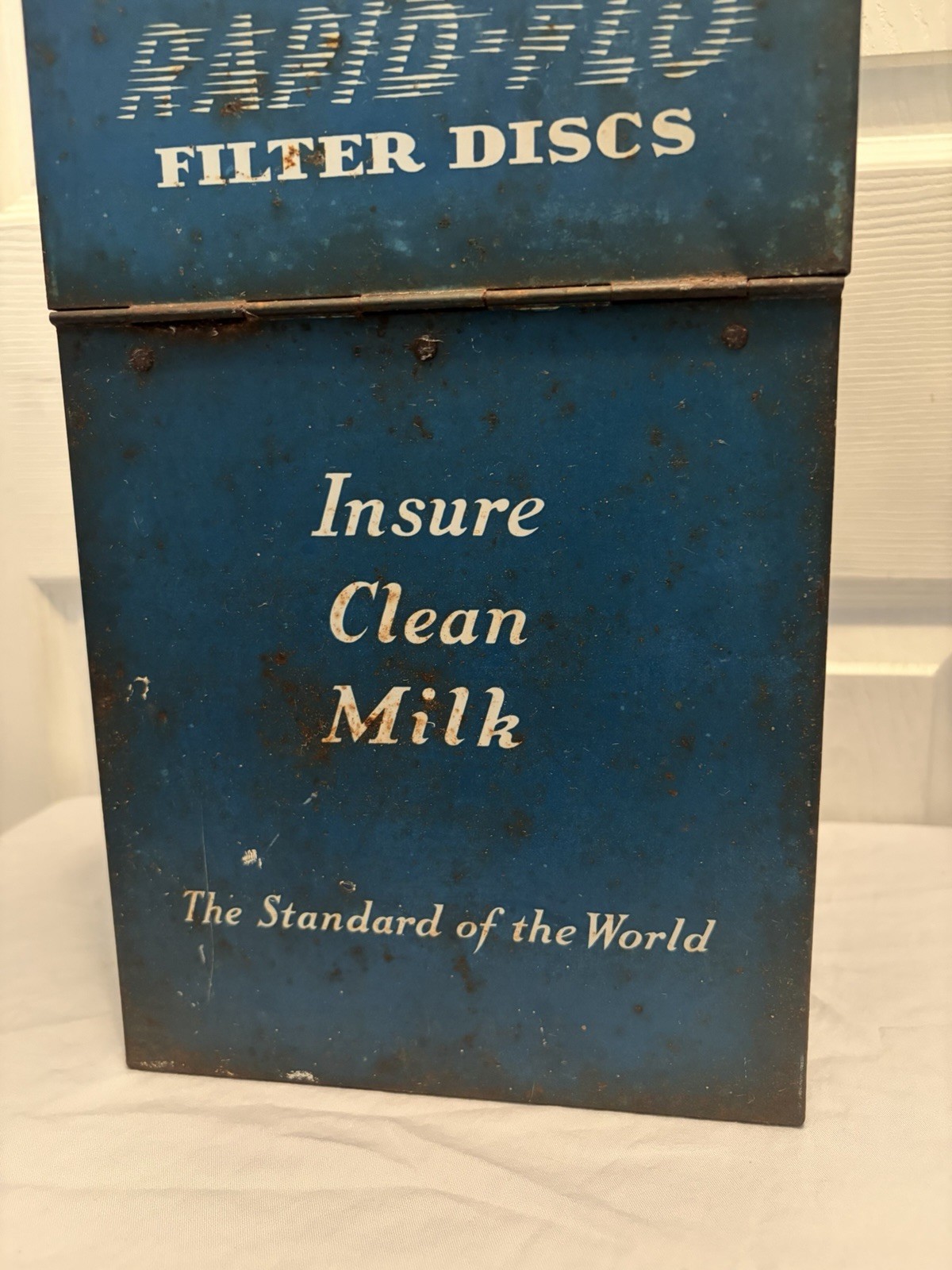 Vintage Johnson & Johnson Clean Milk Filter Discs Farm Cows 16.5” Metal Cabinet