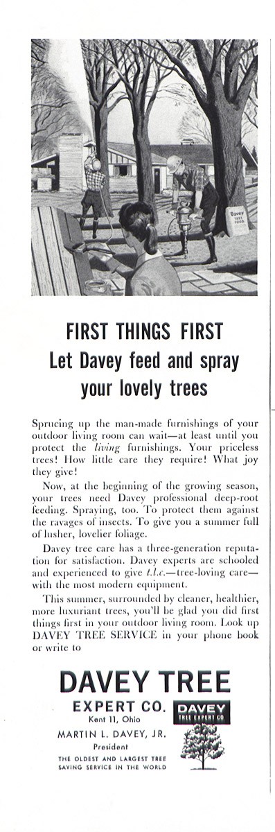 1960 Davey Tree: First Things First Vintage Print Ad