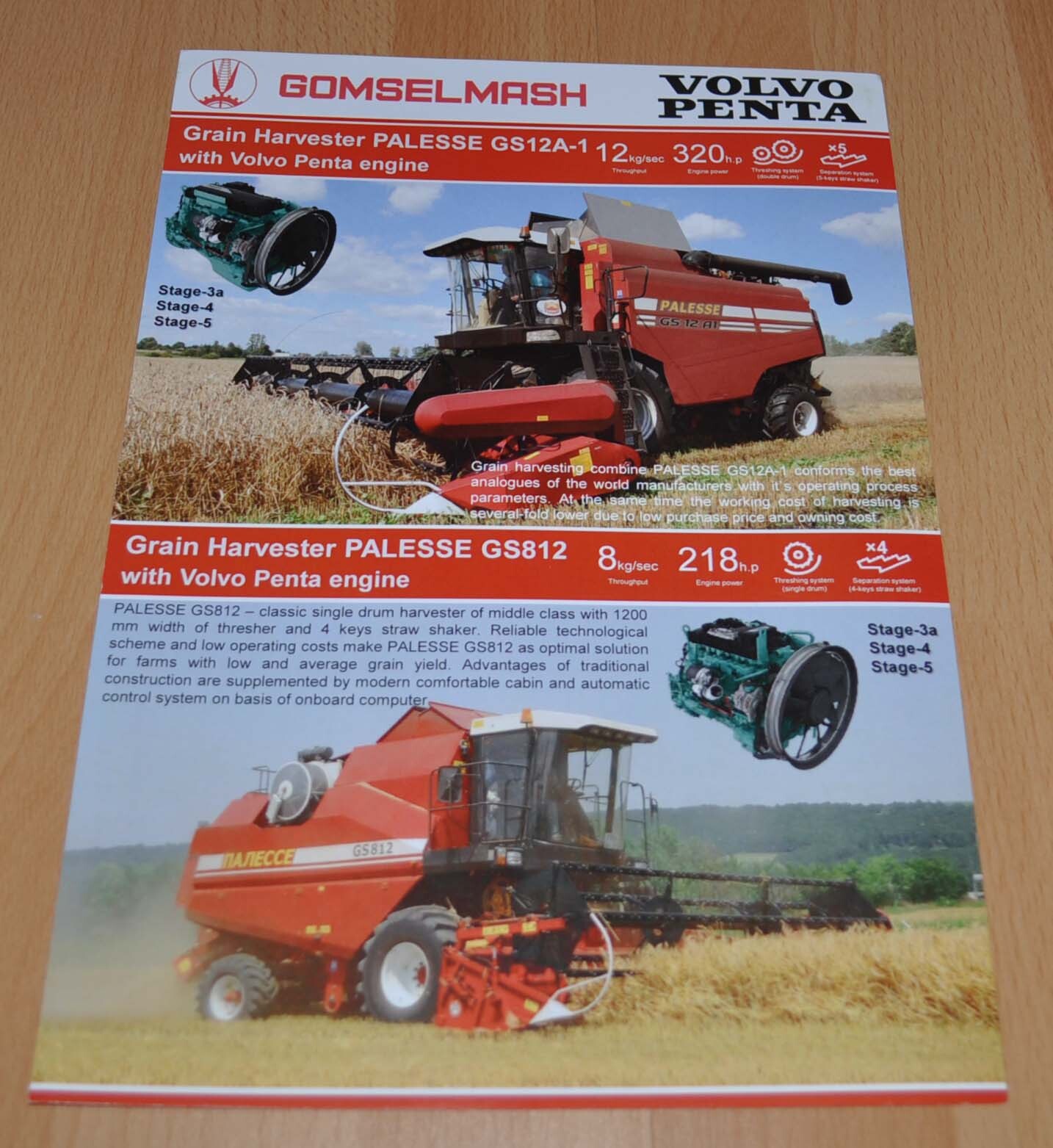 Gomselmash Volvo Penta Combine Harvester Russian Agricultural Brochure Prospekt