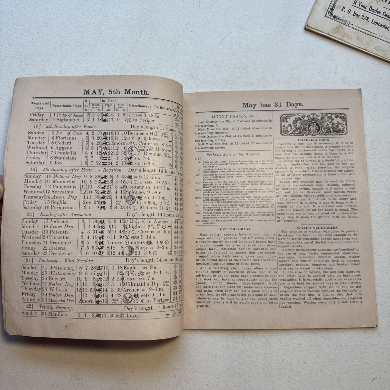 Vintage 1942 & 1950 John Baer’s Sons Agricultural Almanac Lancaster, PA