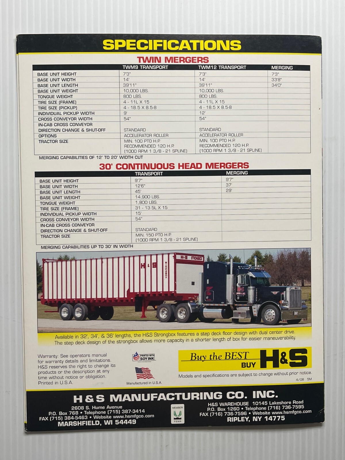 H&S – Twin And Continuous Head Mergers Sales Brochure *Original Dated 2008*