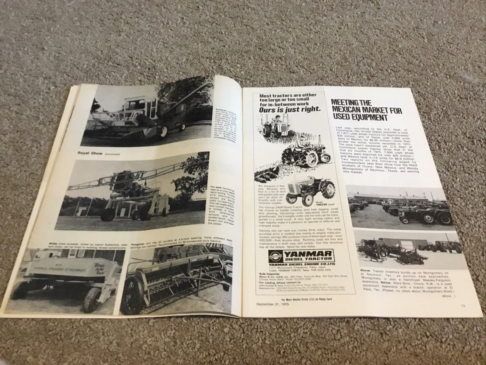 Implement & Tractor Magazine September 21 1975 Farming Agriculture Vintage Ads J