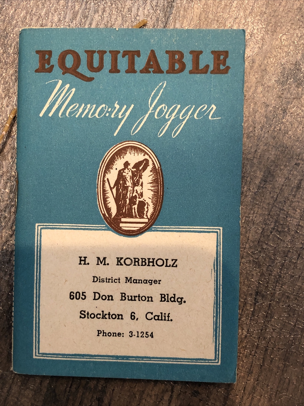 Equitable Handy Memory Jogger Korbholz Life Assurance Society Stockton CA insure