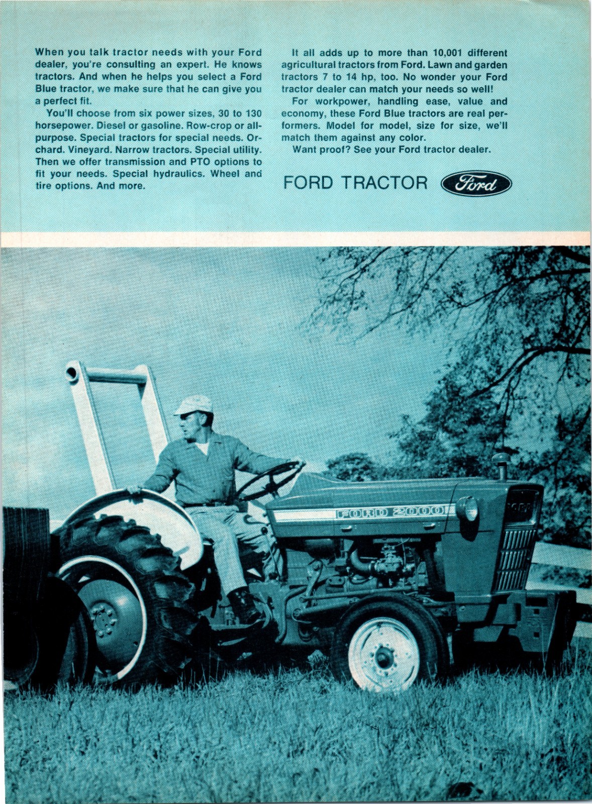 1971 Ford 2000 Farm Tractor 70&rsquo;s Vintage Print Ad