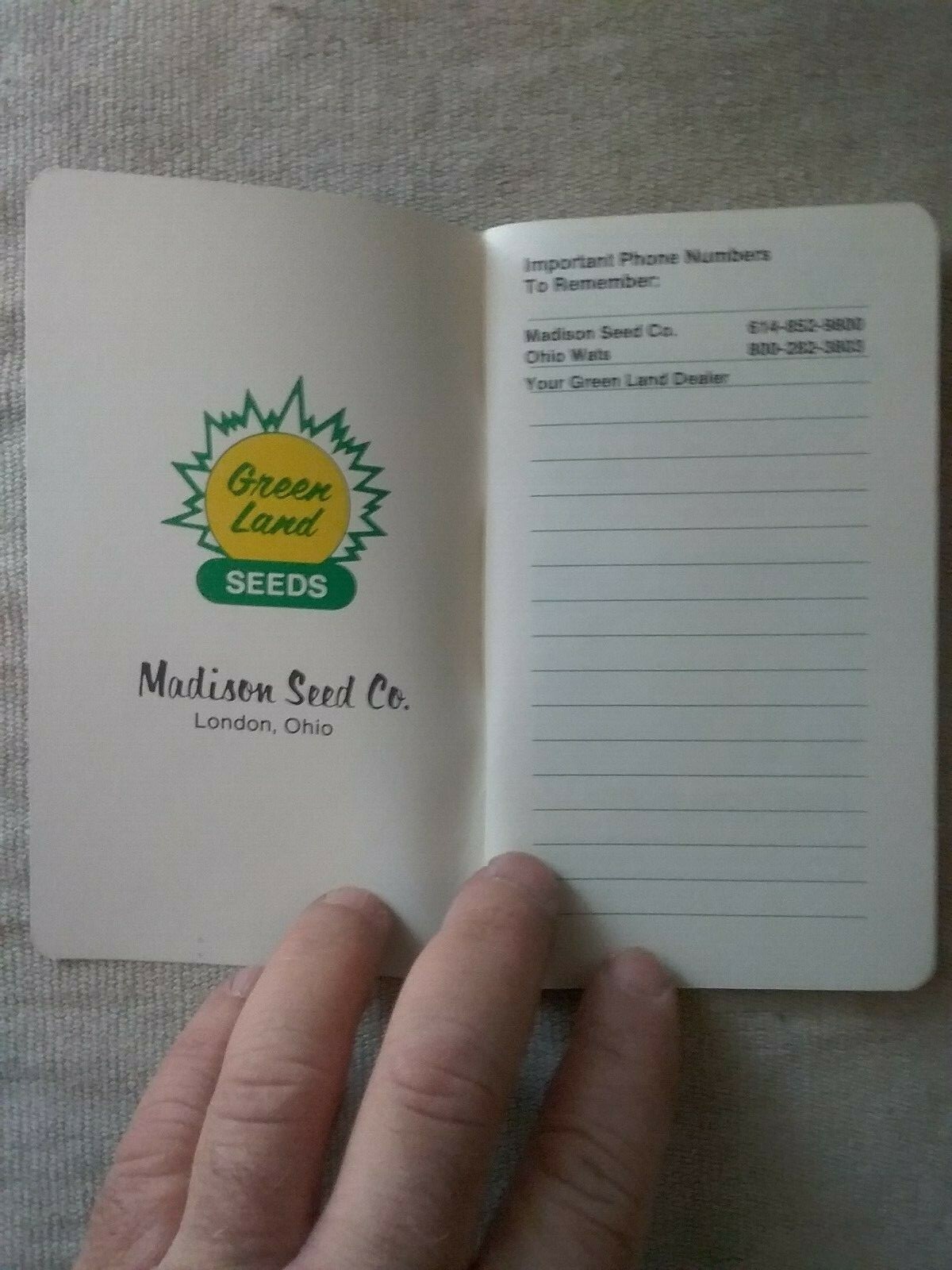 GREEN LAND SEEDS LITTLE BLACK BOOK Pocket Ledger UNUSED LONDON OHIO