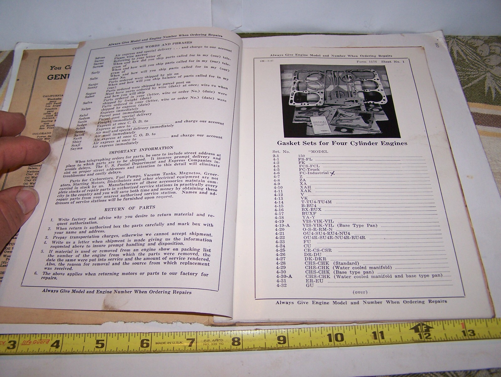 WAUKESHA FC Tractor Engine Power Unit Parts Book List Hit Miss Gas Engine Steam