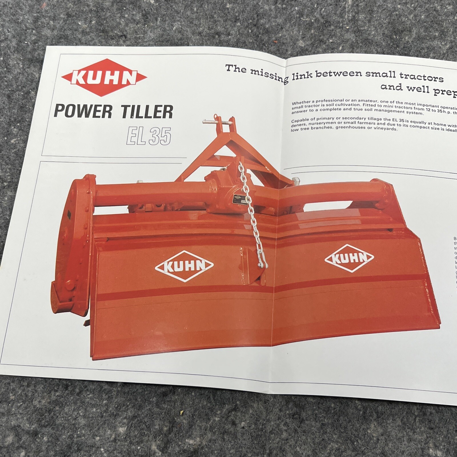 Original Kuhn EL35-80 EL35-92 EL35-105 EL35-117 EL35-130 Tiller Sales Brochure