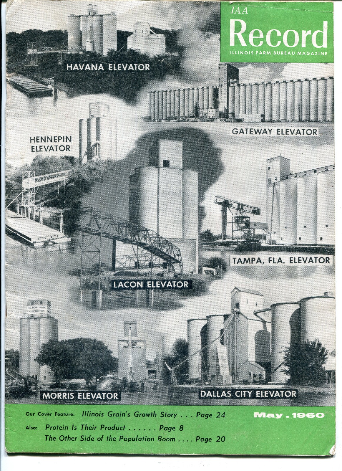 The Record Magazine, IL Farm Bureau, Grain Elevators Cover, May 1960