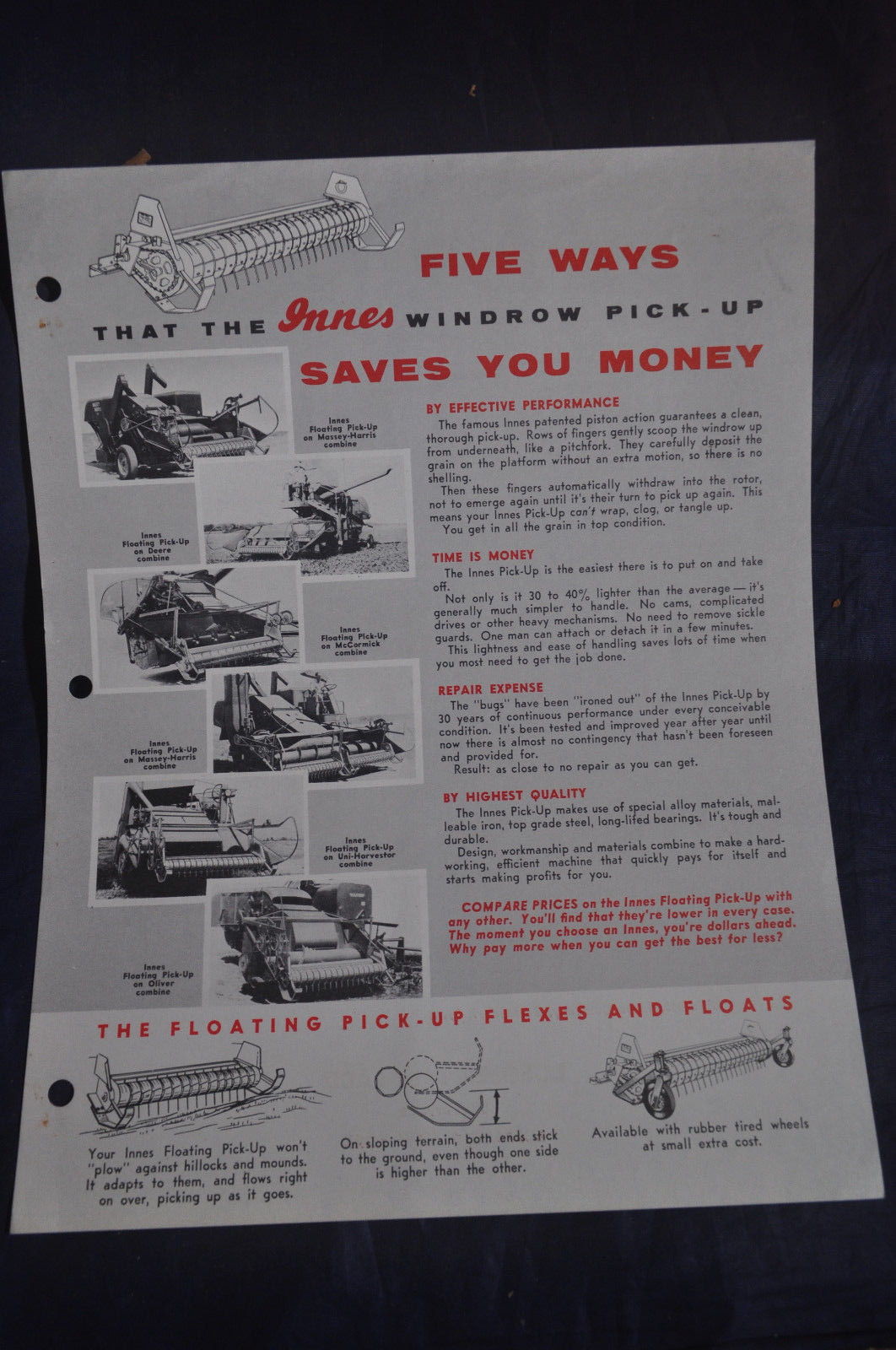 1956 Five Ways that the INNES Windrow Picks You Up Brochure