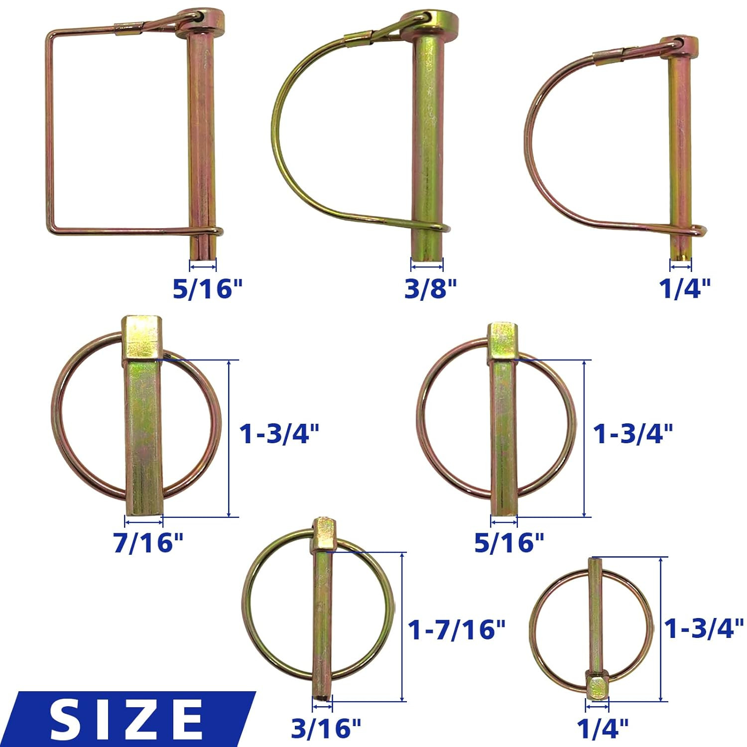 Hitch Pins Clip Pins 190Pcs, Linch and PTO Pins for Trailers Tractors Trucks Tow