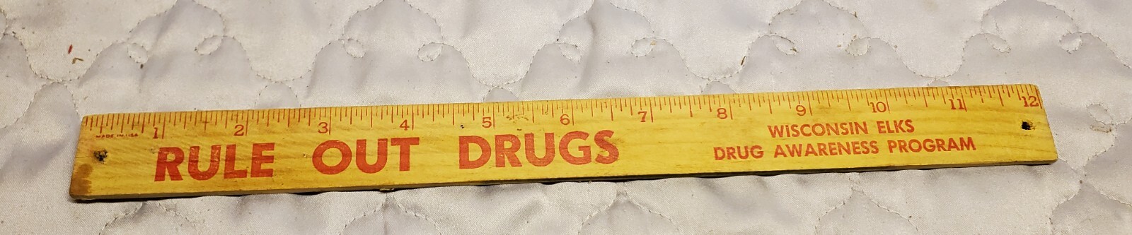 Wisconsin Elks Advertising 12&Prime; Wood Ruler Drug Awareness Program