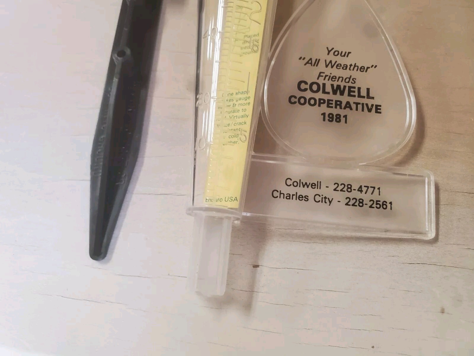 Plastic Rain Guage Colwell Cooperative 1981 Charles City Colwell Iowa Grain Farm