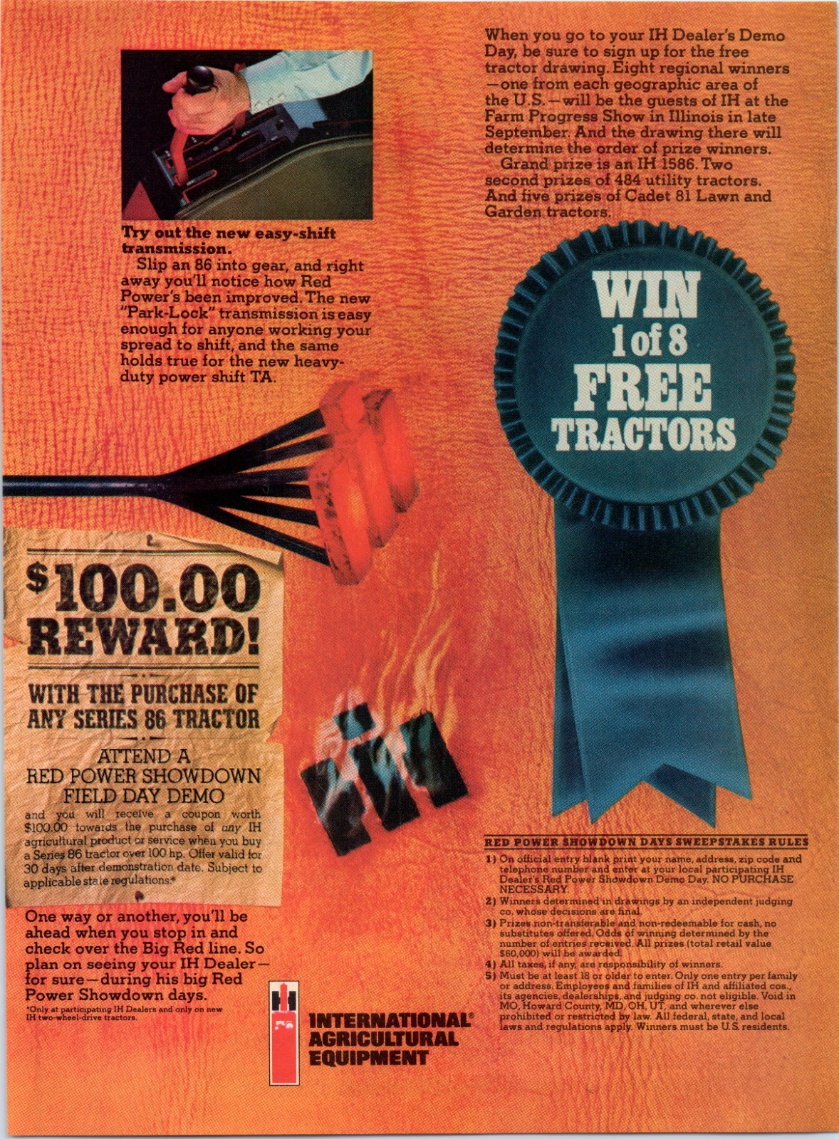 1979 IH International Harvester Red Power 1586 Tractor 70&rsquo;s 2-Page Print Ad