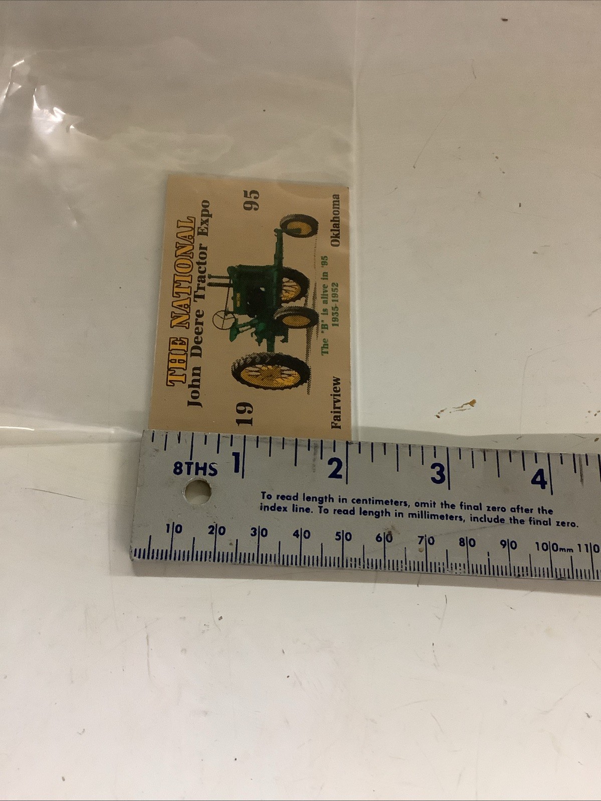 1995 John Deere Tractor Expo Fairview, OK Dash Plaque New Unused 2”x3”