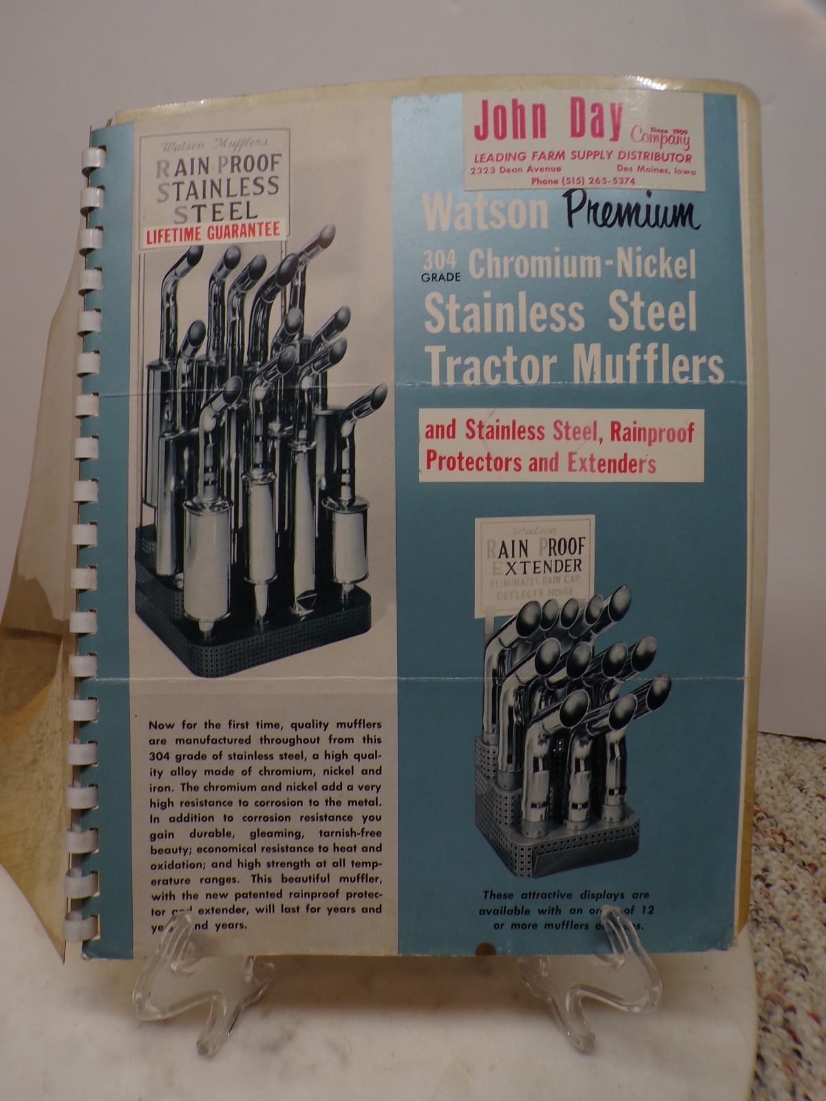 1969 Watson 304 Grade Stainless Steel Tractor Mufflers Catalog East Prairie MO