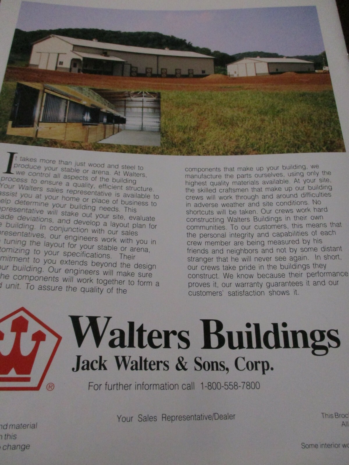 Walters Buildings « Horse Barns and Arenas » Sales Brochure 1993
