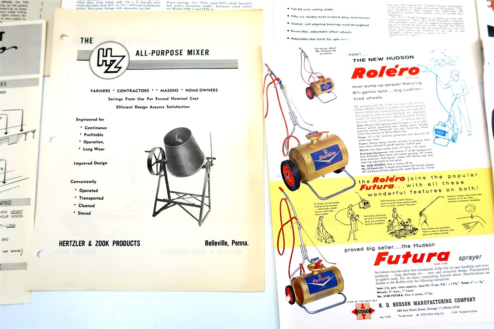 x21 Vintage 1950&rsquo;s – 1960&rsquo;s MIXED Brochures Tractors, Sprayers, Bailer, Cleaner