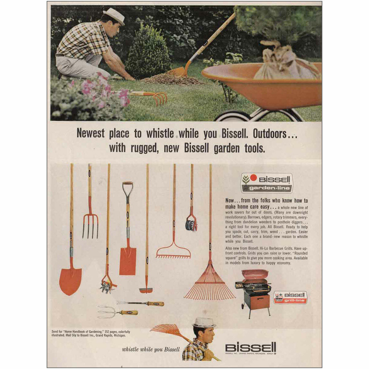 1966 Bissell Garden Line: Newest Place to Whistle Vintage Print Ad