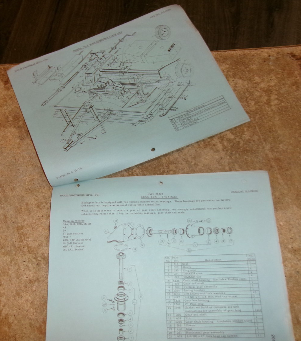 1962 model 80-5 woods rotary mower owners/parts manual see condition good used