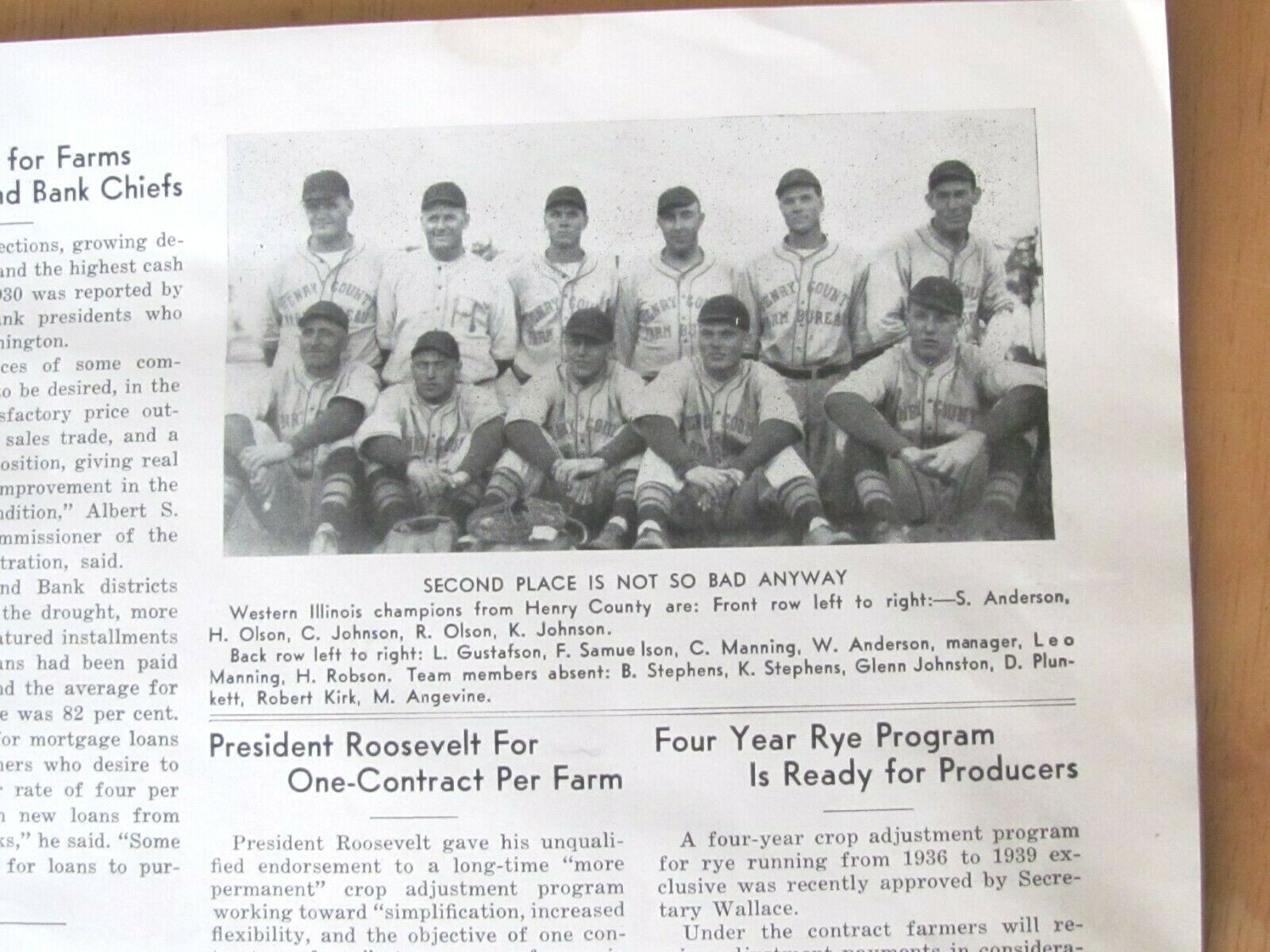 1935 MAGAZINE ILLINOIS AGRI ASSN ( FARM BUREAU – FARM SUPPLY GROUP) , BASEBALL