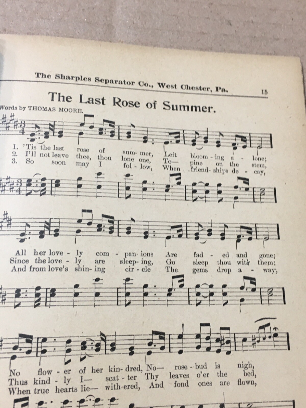 Antique Sharples Separator Co. Old Time Song Book Advertising